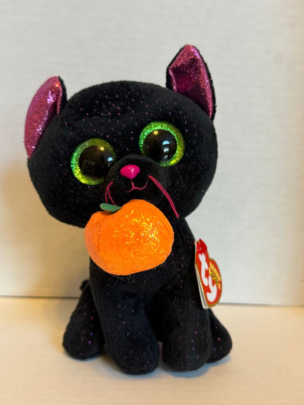 Ty Beanie Boos Potion Black Cat Halloween Pumpkin Plush Green Eyes w/ Tag